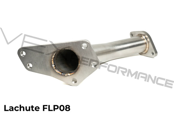 A close up view of the up-pipe's mounting points to the exhaust manifold.